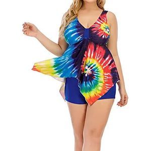 ESPRLIA Plus Size Tankini Two-Piece Ruffled Bathing Suit Tummy Control Swimsuits